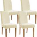 Chair Covers, Stretch Chair Covers for Dining Chairs 4 Pack, Anti-cat Scratch, Regular Size, Washable Spandex Kitchen Parsons Chair Slipcovers (White Plaid)