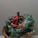 Geosar 3 Pcs Lighted Christmas Wreath, 13.8 Inch LED Christmas Wreaths with Buffalo Check Bow Pine Cone Berry, Small Lighted Xmas Window Wreaths for Front Door Wall Party Decor (Frosted)