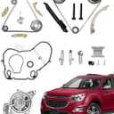 Timing Chain Kit 2.4 L, Compatible with 2009-2017 GMC Terrain/Chevy Equinox Malibu/Buick, w/Water Pump, Chain Guide Sprocket Tensioner, 2.4L Ecotec, 9-4201S, 9-4201SX, 12578515, 12578516, 1258226