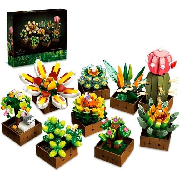 Succulent Building Blocks Set, 913 PCS 9 Artificial Flowers for Building, Plant Building Blocks Bonsai Tree Set, Botanical Collection for Adults and Children,14+