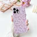 NITITOP for iPhone 16 Pro Case Cute Flower Floral Leaves - Purple | Aesthetic, Flower branch, For girls women, Slim fit, Soft TPU, Shockproof, Protective, Waterproof