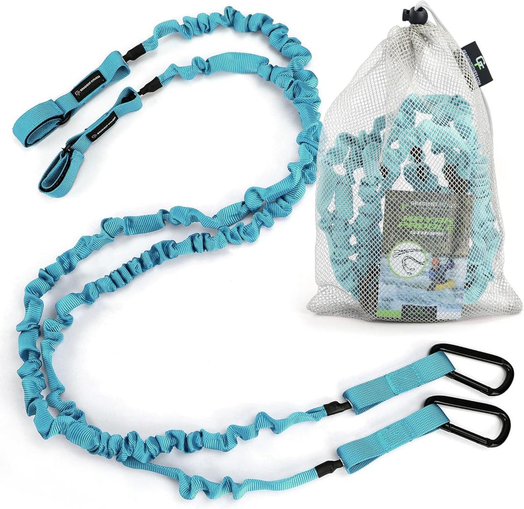 Gradient Fitness 2 Pack Kayak Paddle Leash, 5-8 Feet Stretchable Paddle Strap with Carabiner Secure Leash Lanyard Rope for SUP Kayak Canoe Paddle Fishing Pole Rod (Blue)