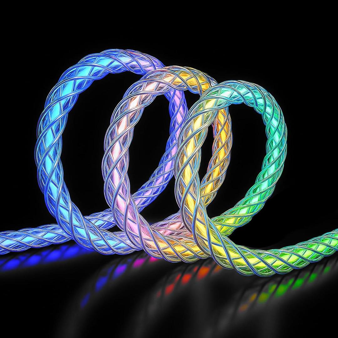 USB C Charger Cable 60W RGB Colorful Gradual Light up USB A to C Cable for iPhone 15/15Pro/ 15Plus/15ProMax MacBook Pro 2020, iPad Pro 2020, iPad Air4, Samsung S23+/S23 Ultra (6 FT)