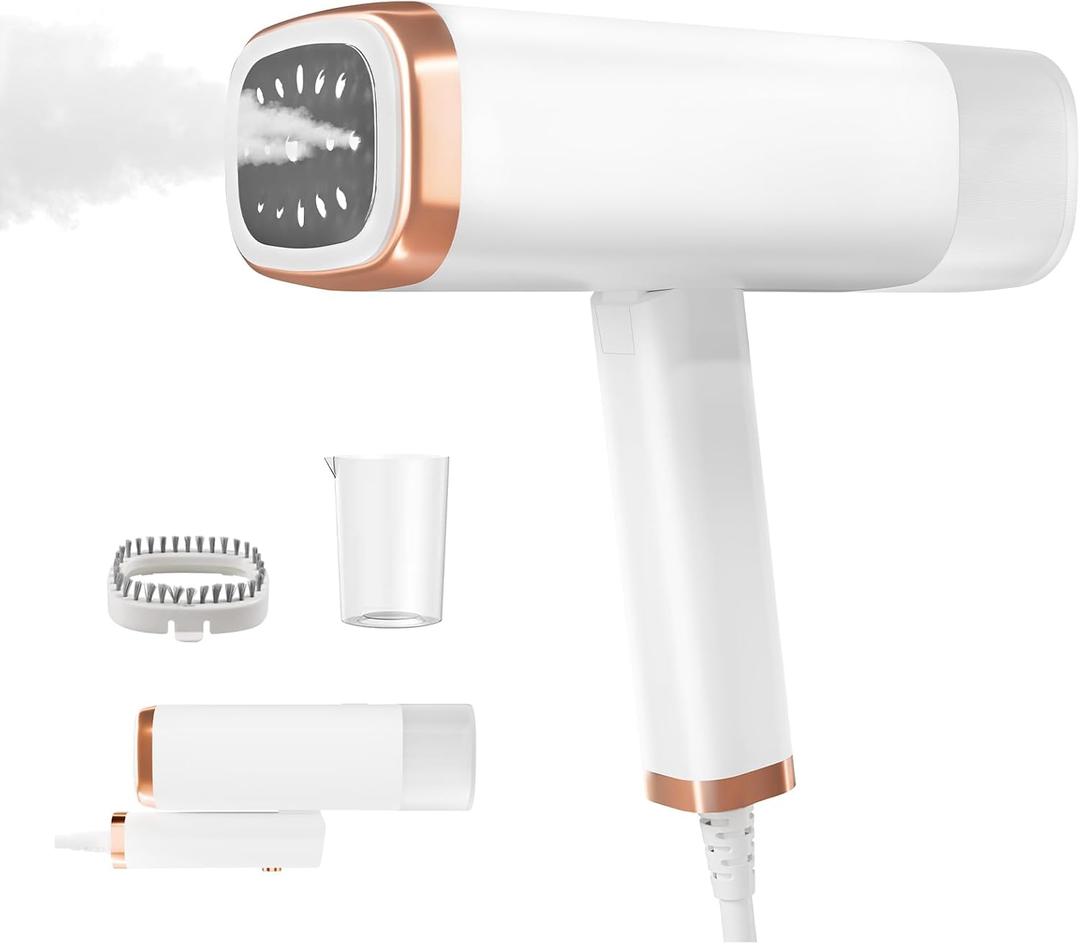 Portable Hand Held Steamer for Clothes - Foldable Clothes Steamer 20S Fast Heat-up, Steam Cleaner Effectively Removes Wrinkles for All Fabric, 100Ml Capacity Water Tank (White)