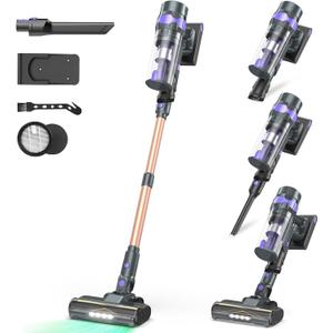 Cordless Vacuum Cleaner, 80Kpa Lightweight Cordless Stick Vacuum, 650W Rechargeable Battery Vacuum with 75min Runtime, LED Display, Stick Vacuum Cleaners for Home Pet Hair Hardfloor Carpet-V2 (Sliver)