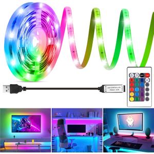 HOUHUI LED Strip Lights 6.56Ft, RGB LED Lights Strip for 40-60in TV Backlight, RGB Color Strips Light Waterproof IP65 with Remote, USB Bias LED Lights Kit for Bedroom PC Monitor Mirror Cabinet Desk