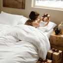 Bedsure Cotton Duvet Cover Queen Size, Cotton & Rayon Derived from Bamboo Blend Duvet Cover Set for Hot Sleepers, Ultra-Soft, Breathable & Lightweight Home Bedding for All Seasons (White,90"x90") (01 - Cooling White (No Comforter))