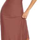Aigeman Women Vintage Flapper Dresses 1920s Great Gatsby Halter Fringed Maxi Dress Tassels High Split Formal Dress 19(Small,Reddish Brown)