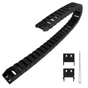 R38 15mm x 30mm(Inner H x Inner W) Black Plastic Cable Wire Carrier Drag Chain 1M Length for CNC, with End Connectors - Bridge Type (Non-openable) (15*30N(1pc))