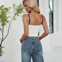 Blooming Jelly Womens Summer Crop Tank Tops Sexy Going Out Outfits 2025 Sleeveless Shirt Y2k Camisole Fashion Clothes (White, S)