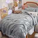 Bedsure Twin Comforter Set Grey - Bed in a Bag Twin Size 3 Pieces, GentleSoft™ Pintuck Bed Set Gift for Family, Pinch Pleat Grey Comforter with Pillowcase & Sham