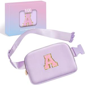 Birthday Gifts Easter Basket Stuffers for Girls, 4 5 6 7 8 9 10 11 12 13 14 Year Old Girl Gifts for Teens Sister Her, Initial Fanny Pack Belt Bag Crossbody Bag Trendy Stuff for Girls (Lavender, A)