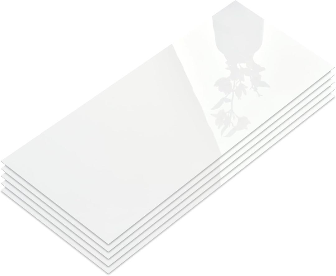 10-Sheet Subway Peel and Stick Backsplash, 12" x 24" Glossy Pure White Acrylic Self Adhesive Waterproof Wall Stickers, Stick on Tiles for Kitchen Bathroom Shower