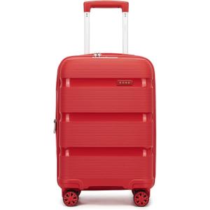 Kono Carry On Luggage 20 Inch Expandable 22x14x9 Airline Approved Hard Shell Travel Trolley 4 Spinner Wheels Lightweight Polypropylene Suitcase with TSA Lock, Red