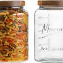 1 Gallon Glass Mason Jar with Airtight Wooden Lid, Wide Mouth Large Food Storage Container with Measurement Markings For Kitchen Pantry, Pickling, Cookies, Flour & Sugar - 2 Pack