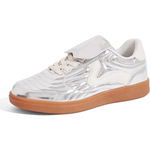 LUCKY STEP Women's Gum Sole Fashion Sneakers Classic Retro Fancy Casual Leisure Tennis Walking Skate Shoes (6)