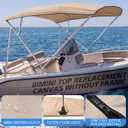 900d Boat Bimini Top Replacement Canvas Cover, Waterproof UV Resistant Marine Canopy with Zipper Sleeves & Storage Boot, Fit Pontoon, Jon Boats (Frame Not Included)