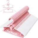 50 Pack Kids Hangers for Nursery Closet, Adjustable Non-Slip Toddler Baby Hangers with Windproof Buckle, 11-14" Infant Child Plastic Clothes Pant Hanger for Boys Girls Newborn Adult, Pink