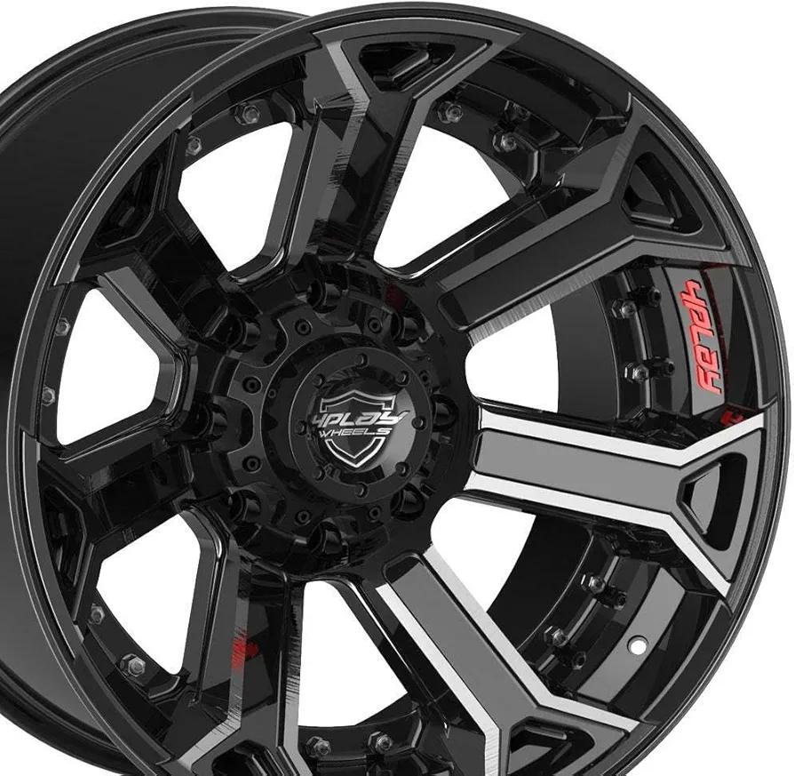 4PLAY Wheels 20 inch Rim Fits 8x180 4P70 20x10 Brushed Black Wheels