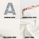 A-Z BAG 2pcs Personalised Makeup Bag Set, Canvas Cosmetic Bag with Rhinestone Initial, Birthday Gifts for Women (H, Beige)