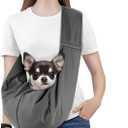 Pawaboo Small Dog Sling Carrier, Reversible Hands Free Dog Sling Carriers for Small Dogs and Cats, Puppy Slings Carrier with Safety Harness, Puppy Essentials, Dark Gray