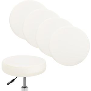 4-Pack Bar Stool Covers Round, for 12-14 Inch Chair Waterproof PU Seat Covers with Elastic Bands for Bar Stool/Round Cushion [Beige]