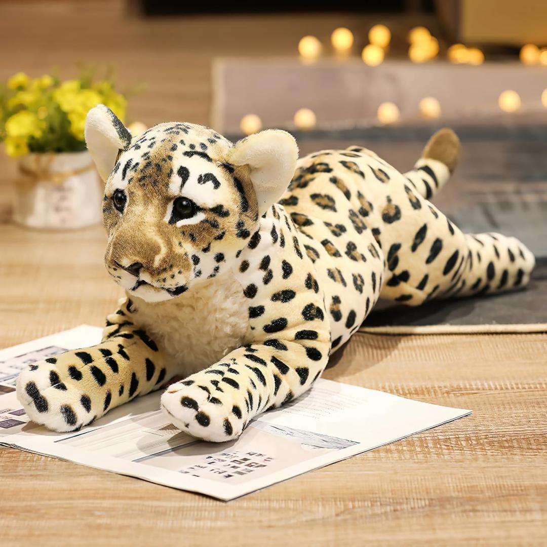 Gisqis Cheetah Stuffed Animal 19" Realistic Leopard Stuffed Animal Cheetah Stuffy Leopard Plush Toys Cute Stuffed Jaguar Plush Birthday for Girls Boys
