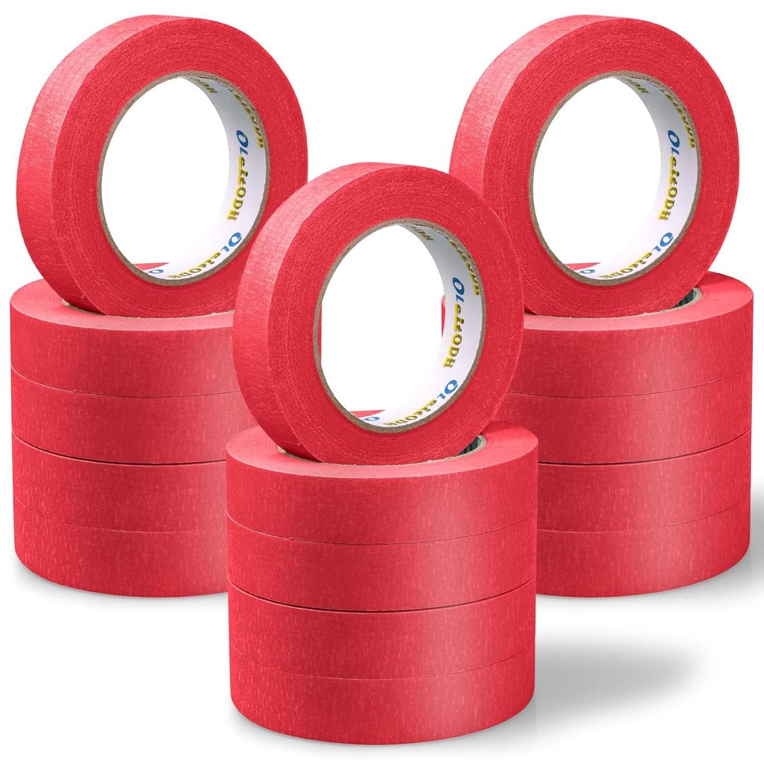 Oleitodh 15 Rolls Red Painters Tape Bulk 1 inch x 825 Yards, Painters Masking Tape No Residue Wall Painting Tape Artist Tape Trim Edge Finishing Tape for Wall Painting Decoration DIY Supplies