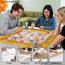 Autumn Pumpkin Mahjong Mat,Fall American Mahjong Game Table Pad, 31.5 x 31.5 x 0.08 inches