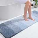 OLANLY Bathroom Runner Rugs 59x20, Extra Soft Absorbent Microfiber Bath Rugs, Rubber Backing, Quick Dry, Machine Washable Bath Mats for Bathroom Floor, Tub, Shower and Home Decor Accessories, Blue