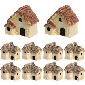Yardwe 24pcs Miniature House Fairy Gardens Ornament Mini Resin House Cottage Statues Sculptures for Micro Landscape Dollhouse Decor, Random Style