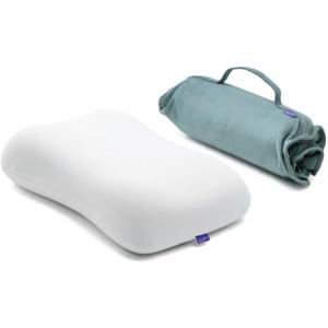 Cushion Lab Travel Deep Sleep Pillow Compact Memory Foam Neck Pillow for Sleeping, Portable Pillow for Hotels, Camping, Side & Back Sleepers, On-The-Go Wellness Green