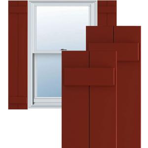 Ekena Millwork 10 3/4"W x 42"H True Fit PVC Two Board Joined Board-n-Batten Shutters, Pepper Red (Per Pair - Hardware Not Included)
