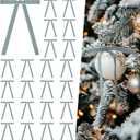 Artmag 24 Pcs Velvet Bows for Christmas Tree Rustic Bows Velvet Christmas Ornaments for Door Garland Wreath Gift Party Holiday Decoration (Width of 5/8",Grey) (Gray)