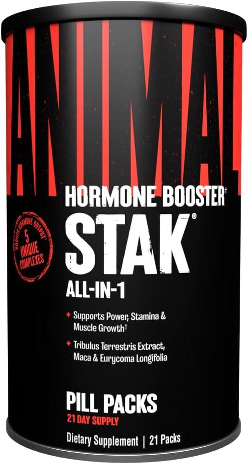 Animal Stak Complete Natural Hormone Booster Supplement with Tribulus Natural Testosterone Booster for Athletes Contains Estrogen Blockers 1 Month Cycle (EXP 08/01/27)