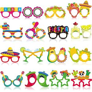 Honoson 32 Pcs Mexican Fiesta Party Decorations Paper Eyeglasses Taco Cactus Pinata Cinco De Mayo Costume Photo Booth Props Supplies for Taco Twosday Birthday Let's Fiesta Favor