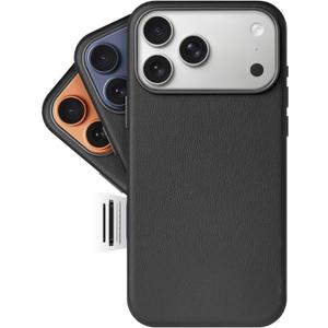 LONLI Classic | Gold-Rated Leather - European Genuine Vele Leather Case for iPhone 17 Pro Max - [Built-in Camera Control and Compatible with Magsafe] - Black