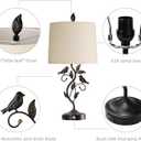 27" Set of 2 Touch Farmhouse Table Lamps for Living Room with 3-Way Dimmable 2 USB Ports, Vintage Rustic Iron Leaf Nightstand Lamp for Bedroom, LED Bulb Included (‎Bronze)