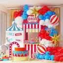 Carnival Decorations Circus Theme Party Decorations, 139PCS Carnival Balloons Arch Garland with 4D Red White Stripe Explosive Star Confetti Balloons for Birthday Carnival Theme Party Decorations