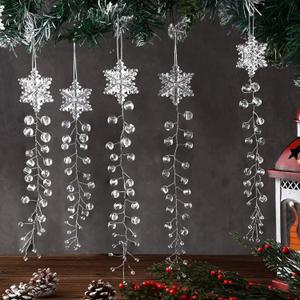 Vertintong 8 Pcs Christmas Tree Snowflake Decoration Crystal Ornaments Acrylic Clear Hanging Crystals Icicle Drop for Xmas New Year Winter Party Supplies