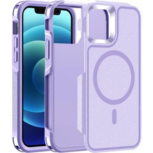 Magnetic Case for iPhone 12/12 Pro 6.1'',[Compatible with Magsafe][Heavy Duty Shockproof] [Military Grade Drop Protection][Non-Slip] Rugged Durable 2-Layer Hard Bumper Phone Cover-Light Purple