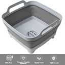 Tiawudi Dishpan for Washing Dishes, 2.4Gal/9L Wash Basin with Draining Plug Carry Handles, Collapsible Bucket for Cleaning, Portable Sink, Foldable Plastic Tub, 1PC