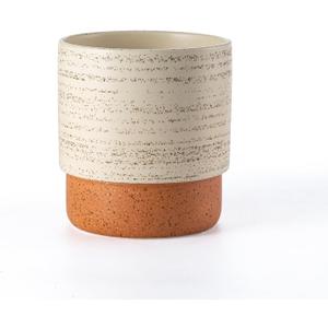 Self Watering Plant Pot: 6 Inch Ceramic Planter with Drainage Hole & Water Storage Plus - Flower Pot for Indoor & Outdoor Plants (Brush, Small)