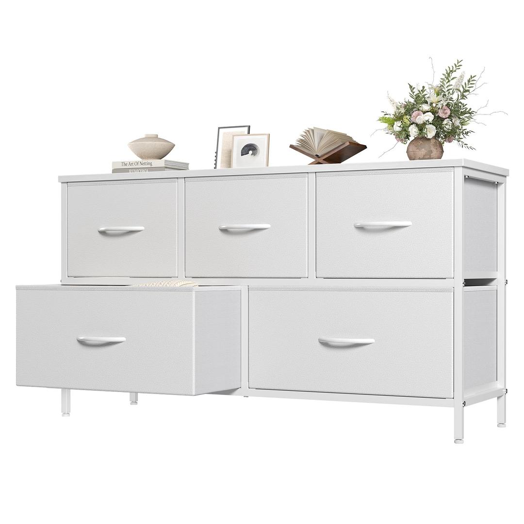 OLIXIS White Dresser for Bedroom, Wide Chest of Drawers for Clothes Storage