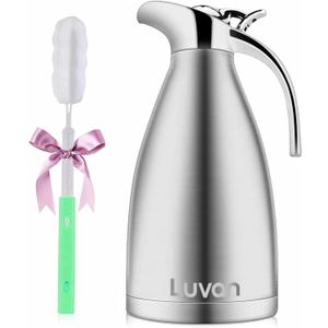 Luvan 2.0L 68oz Food-grade 304 Stainless Steel Thermal Carafe/Double Walled Vacuum Insulated Coffee Pot with Press Button Top,12+ Hrs Heat&Cold Retention,BPA Free,for Coffee,Tea,Beverage etc