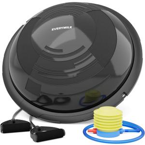 EVERYMILE Balance Ball Trainer with Resistance Bands & Pump Stability, 23.6 inch Yoga Exercise Ball for Home Gym Core Training Anti-Skid Surface (Black)
