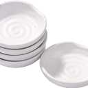 3.1 Inch Porcelain Side Dish Bowl Seasoning Dishes Soy Sauce Dishes Dipping Sauce Bowls-Set of 5,Soy Sauce Dish with Mouth(White)