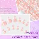240PC Press on Toenails for Women Fake Toe Press on Nails French Tip Toe Nail Press ons with Sticky Tabs, 12 Size Fake Toenails Press ons Acrylic Toe Nail Tips Kit White Press on Toe Nails