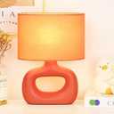 Lampwell LACIO Orange Small Table Lamp for Living Room as Bedside Table Lamp for Bedroom, Modern Ceramic Kids Night Table Lamp, 8.66×4.53×H11.81IN, Bulb Excluded