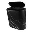 1pc Slim Marble Trash Can Lid Elegant Plastic Wastebasket for Bathroom Kitchen Bedroom and Office Space-Saving Design for Areas Easy to Clean and Maintain Stylish Garbage Bin for